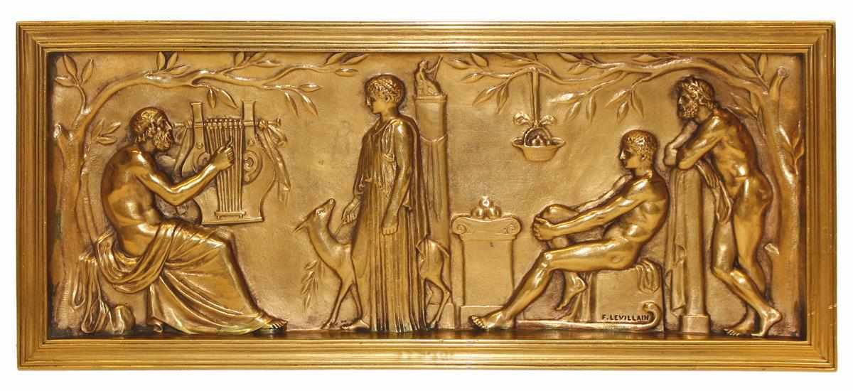 Levillain, Ferdinand4 Bronzetableaus, mit antikisierender Szene. 19.Jhdt. 4 neoklassizistische, wohl