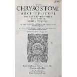 Chrysostomos,J.Omnium operum. 5 Tle. in 5 Bdn. Paris, Nivellius 1581. Fol. Mit 5 (wdh.) Holzschn.-