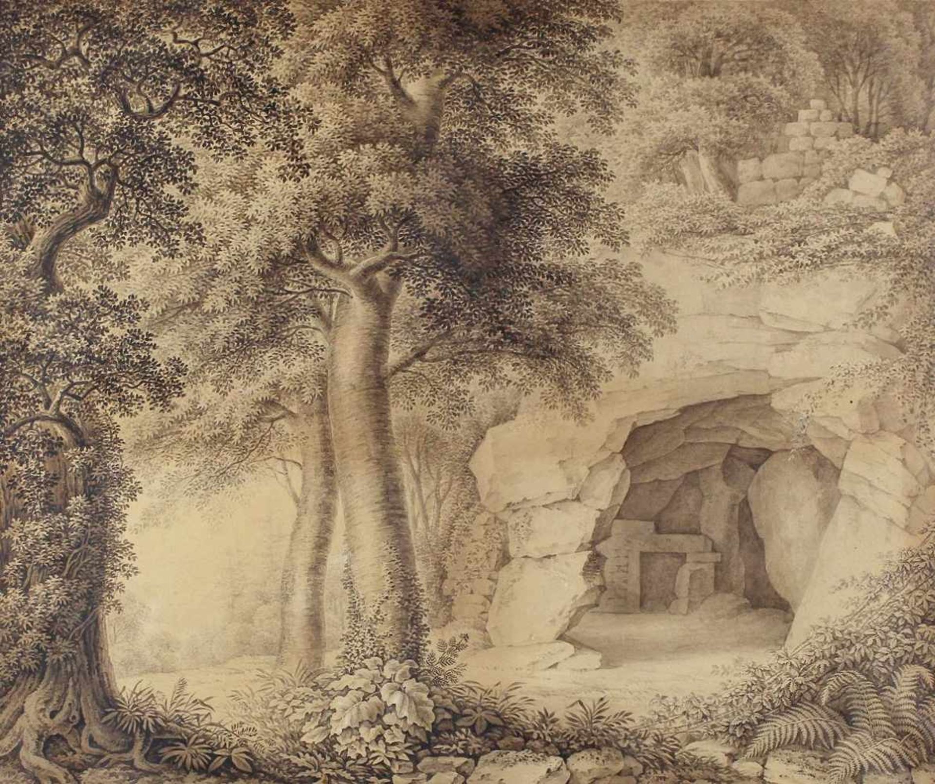 Seyffer, August(1774 Lauffen am Neckar - Stuttgart 1845). 'Die Brüderhöhle, (alte cerfallene - Bild 2 aus 2