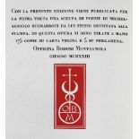 Michelangelo Buonarotti.Poesie. (Montagnola, Officina Bodoni 1923). 4°. 121 S., 1 Bl. Grüner