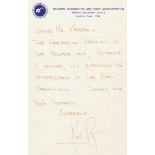 Armstrong, Neil(Astronaut, 1930-2012). Eigenh. Brief mit Unterschrift. Houston 1969/70. 1 Seite. 4°.