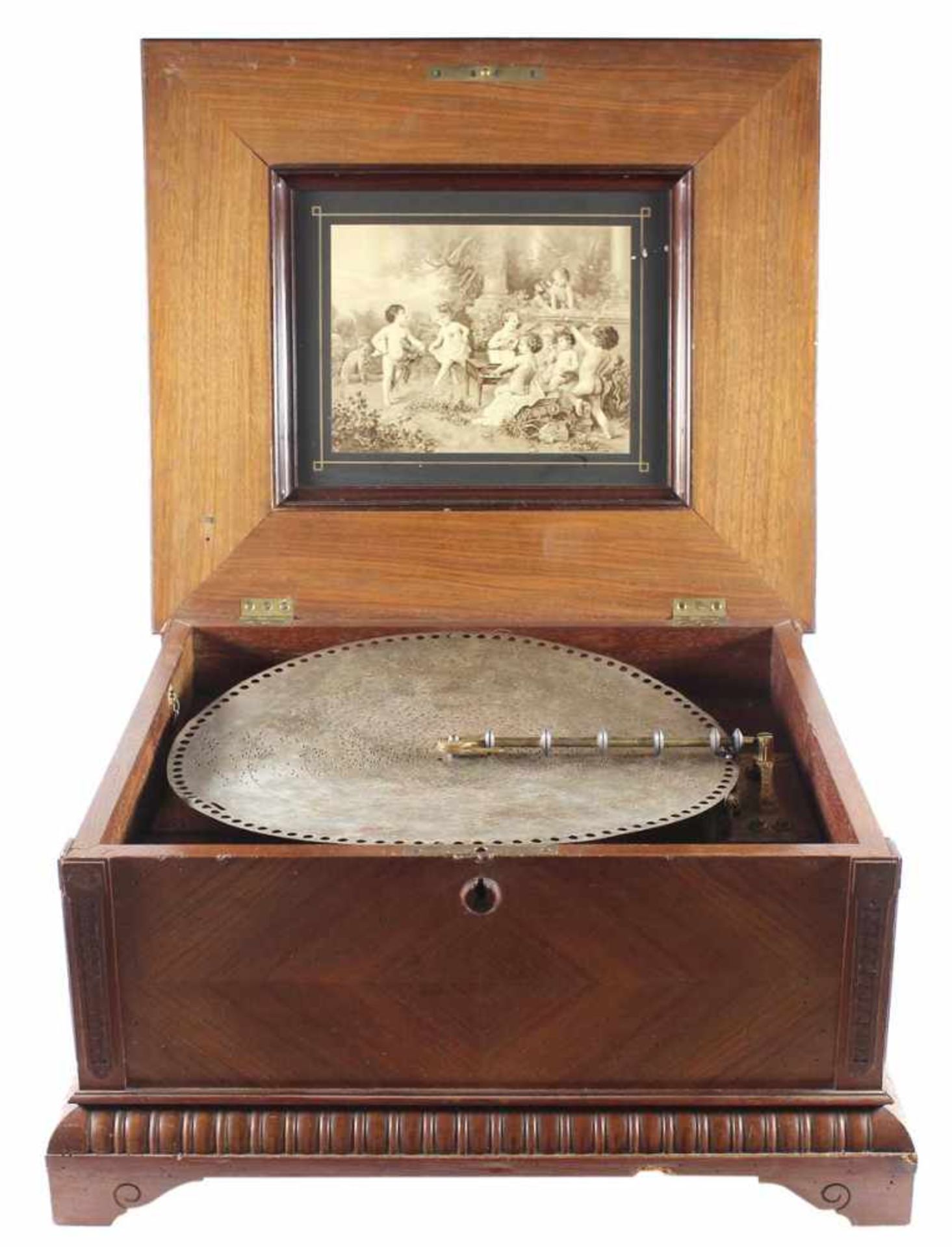 Polyphon 40 cm Lochplattenspieldoseum 1900 für Lochspielplatten mit D: 39,8 cm. Seriennr. 20497.