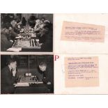 Foto. Hastings 1946 / 47.2 schwarzweiße Pressefotos mit Aufnahmen Turnier in Hastings 1946 / 47.