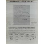 Schachweltmeister.Faksimile des Briefes von Capablanca aus dem Jahr 1927, mit dem er Aljechin zur