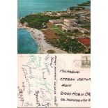 Sibenik 1973.Postalisch gelaufene farbige Postkarte mit 16 eigenhändigen Unterschriften von
