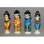 Asien. Burma. Schachfiguren aus Holz,polychrome Figuren im modernen folkloristischen Stil. Eine