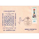Pachman, Ludek.Briefumschlag zur Schacholympiade Haifa 1976 mit gedrucktem Schachproblem, Briefmarke