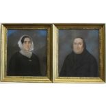 Porträt. Zwei Bürgerporträts- Darstellung eines unbekannten Ehepaares. Pastellmalerei ((? -