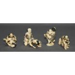 Asiatika. Netsuke. Elfenbein.Kleine Sammlung von vier erotischen Liebespaaren (8 Figuren). Kleine