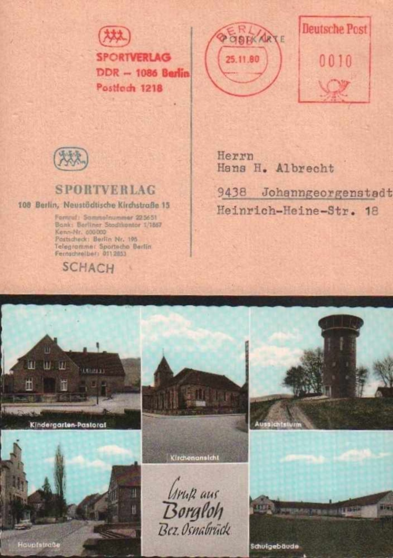 Fernschach.Konvolut von 5 postalisch gelaufenen Postkarten, teils mit der Korrespondenz von Zügen zu - Bild 2 aus 2