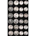 Kanada. 12 Silbermünzen.XXI Olympiad Montreal 1976. 6 Münzen zu 5 Dollars und 6 Münzen zu 10