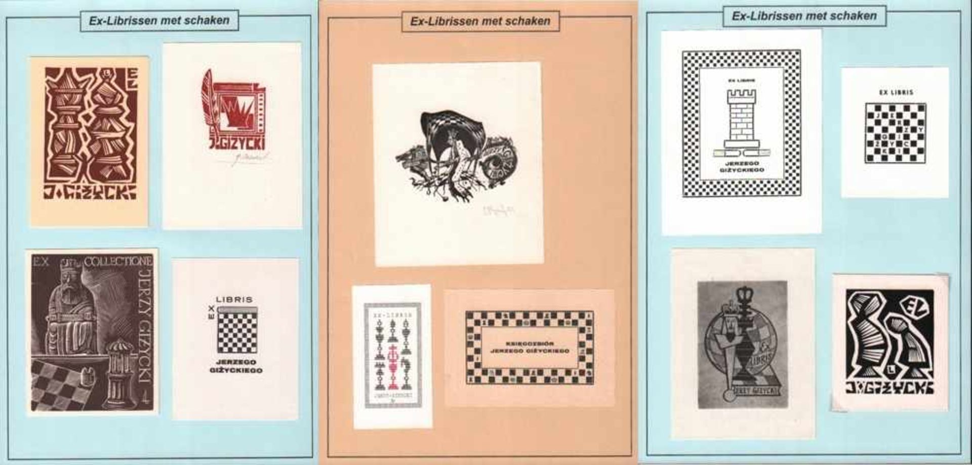 Exlibris. Gizycki, Jerzy.Konvolut von 35 gedruckten Exlibris mit Schachmotiven (davon 4 signiert - Bild 3 aus 4