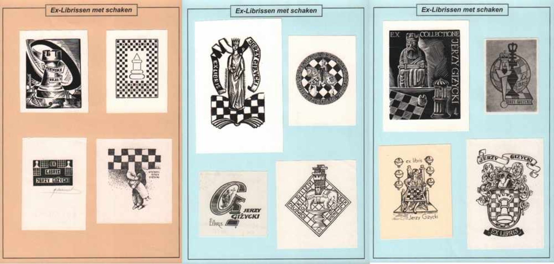 Exlibris. Gizycki, Jerzy.Konvolut von 35 gedruckten Exlibris mit Schachmotiven (davon 4 signiert - Bild 2 aus 4