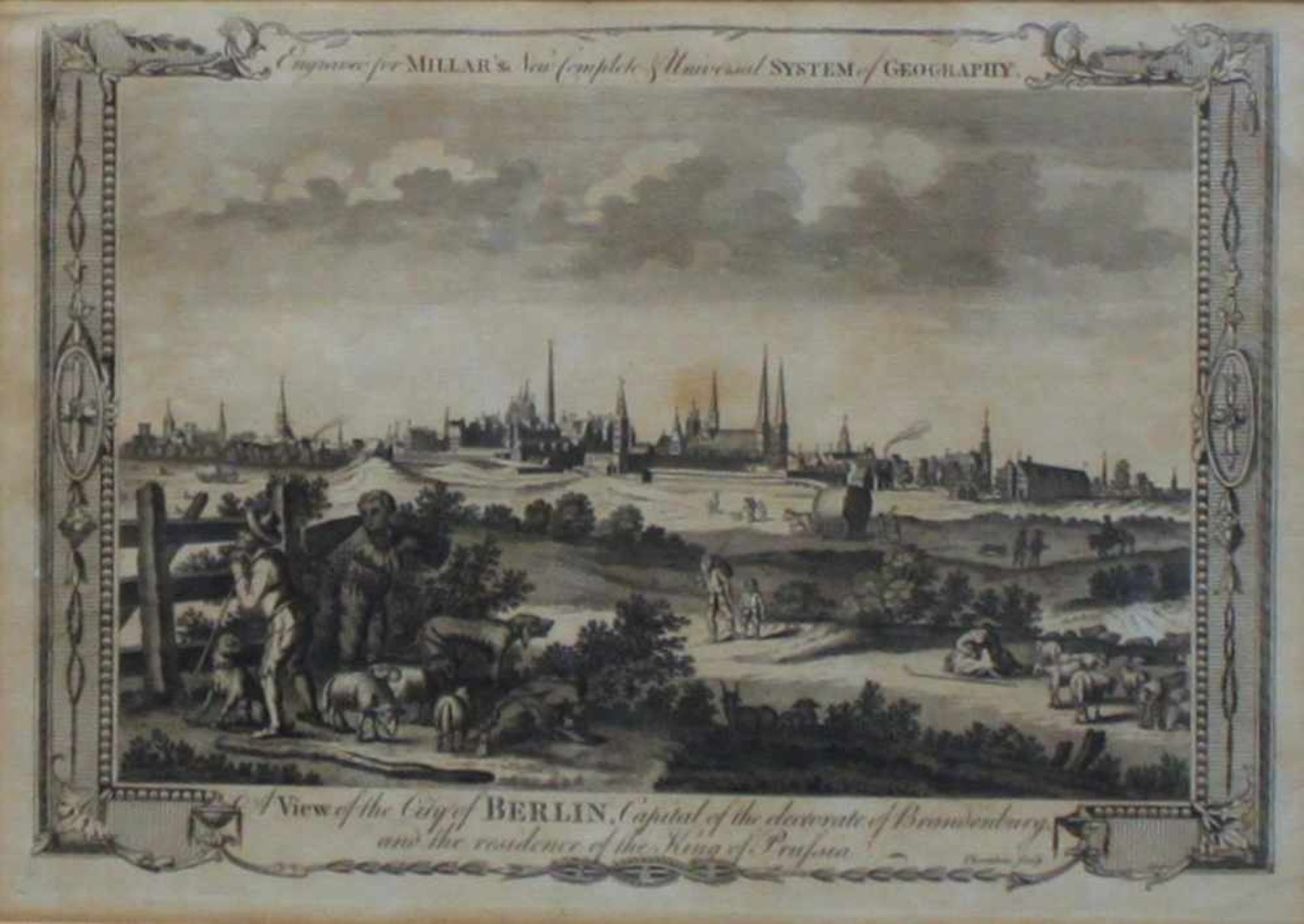 Berlin. Gesamtansicht.Kupferstich von Thornton aus der Zeit um 1780. Bildgröße 28,5 x 20 cm.