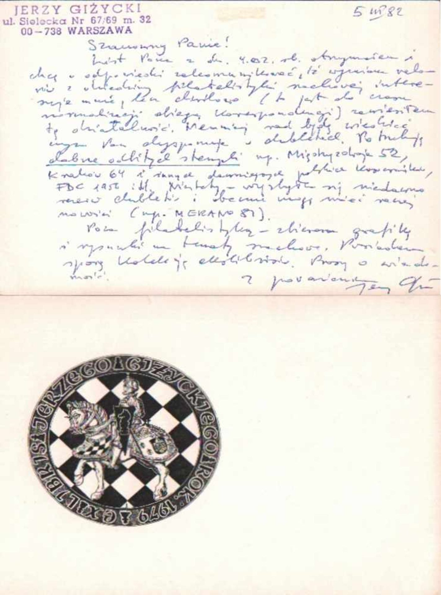 Exlibris. Gizycki, Jerzy.Konvolut von 35 gedruckten Exlibris mit Schachmotiven (davon 4 signiert - Bild 4 aus 4