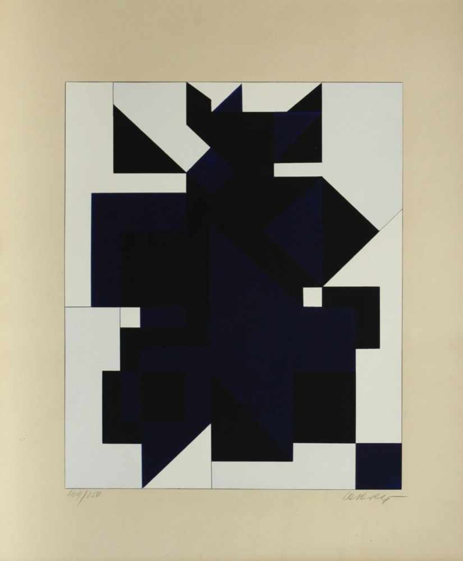 Vasarely, Victor.(Utica). Farbserigraphie auf festem Papier. Signiert und nummeriert auf der