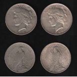 USA. 2 Silbermünzen. 1 Dollar.Freiheitskopf (Peace Type). 1923 und 1922. Vorderseite: