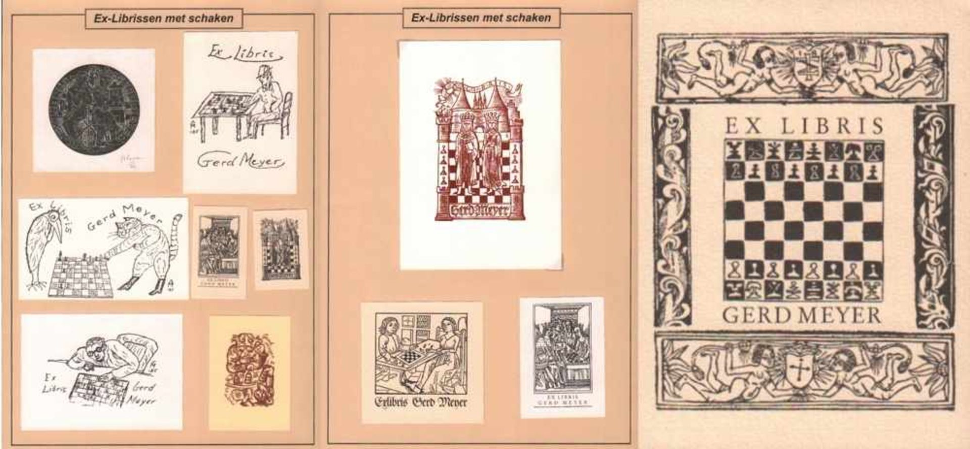 Exlibris. Meyer, Gerd.Konvolut von 18 gedruckten Exlibris (davon 1 signiert) für die Sammlung von - Image 2 of 2