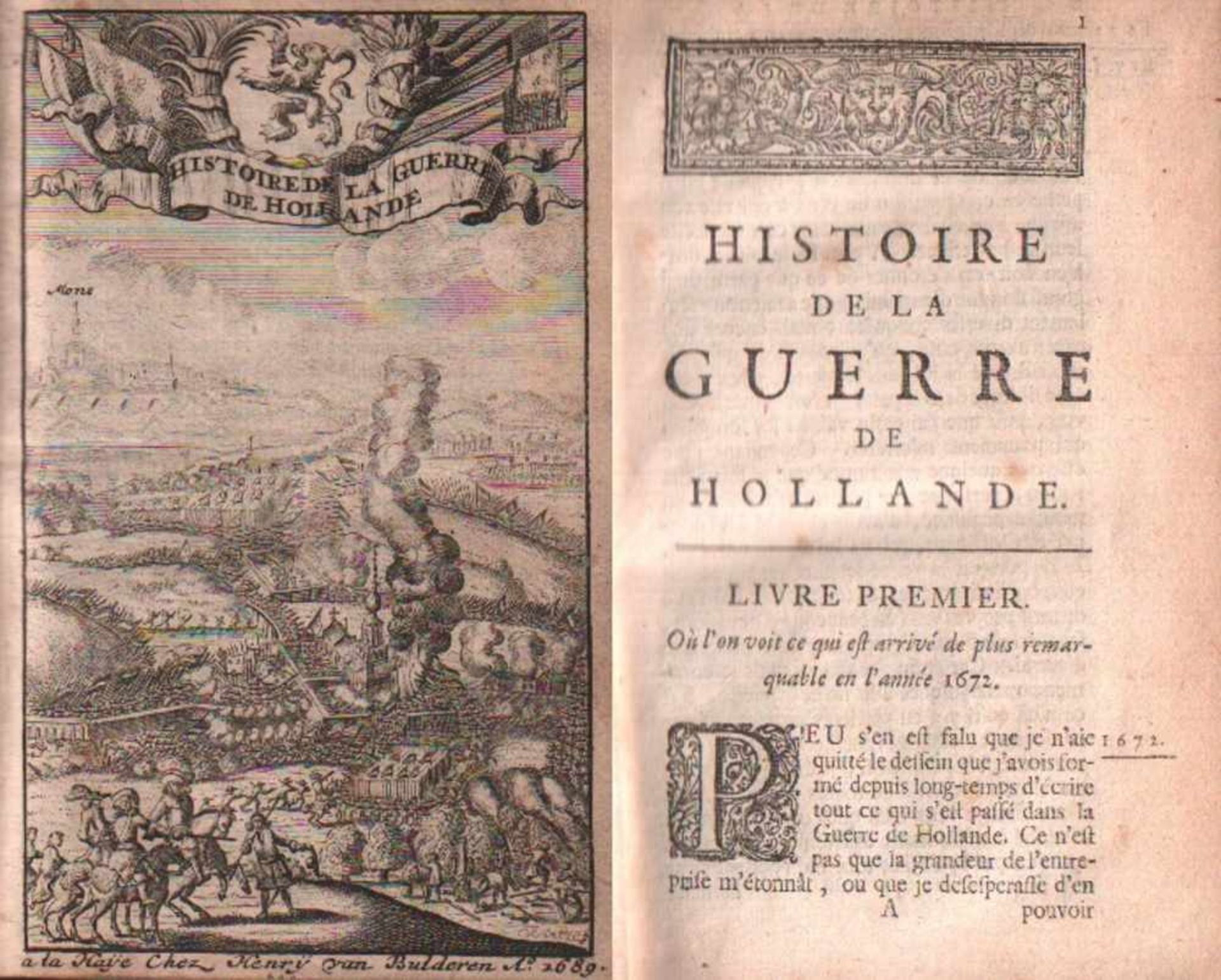 (Courtilz de Sandras, G.)Histoire de la guerre de Hollande. Zwei Bände in 1 Band (1672 jusques en