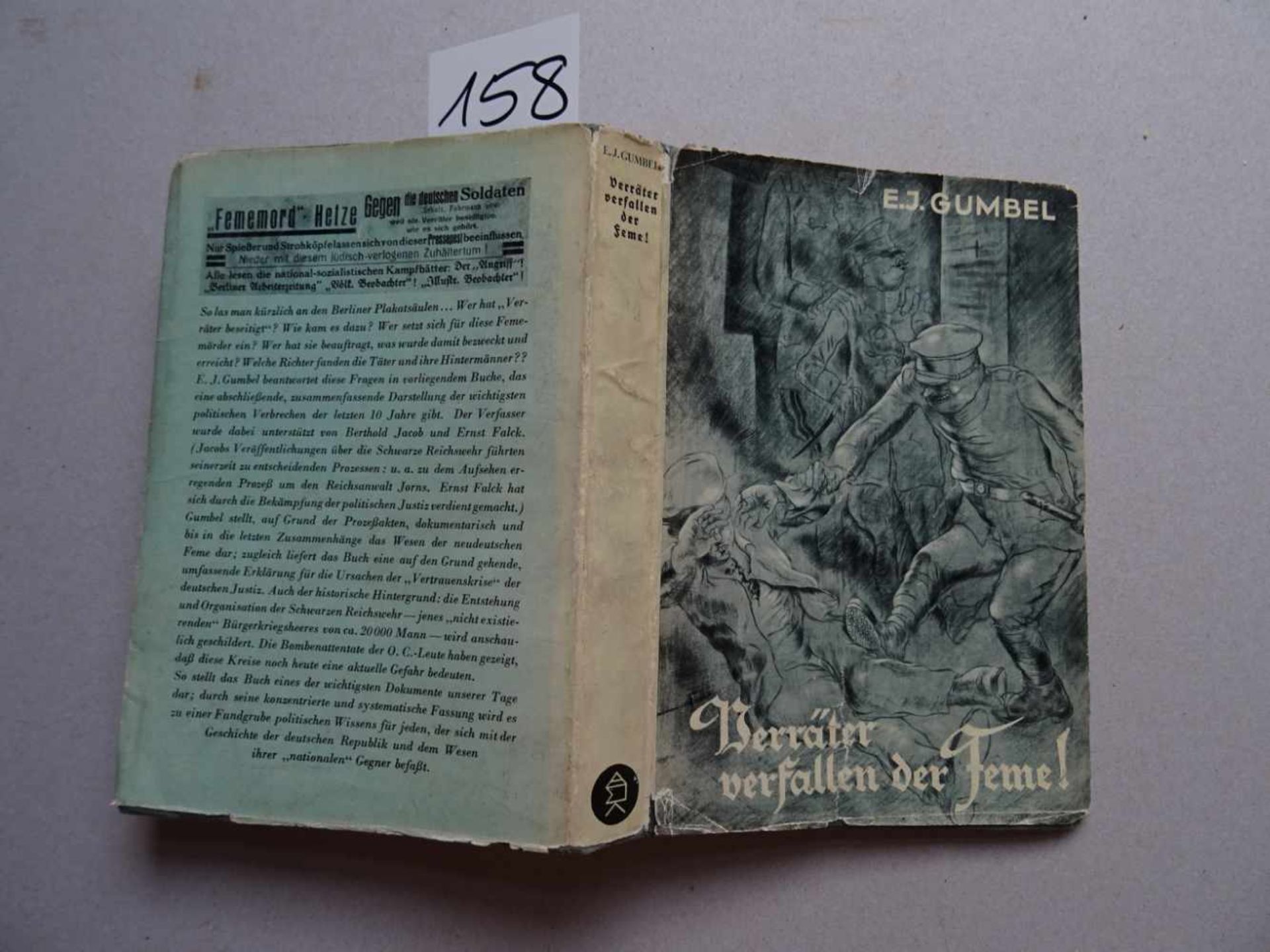 Gumbel, E.J.Verräter verfallen der Feme! Opfer, Mörder, Richter 1919-1929. 1.-5. Tausend. Berlin, - Bild 3 aus 3