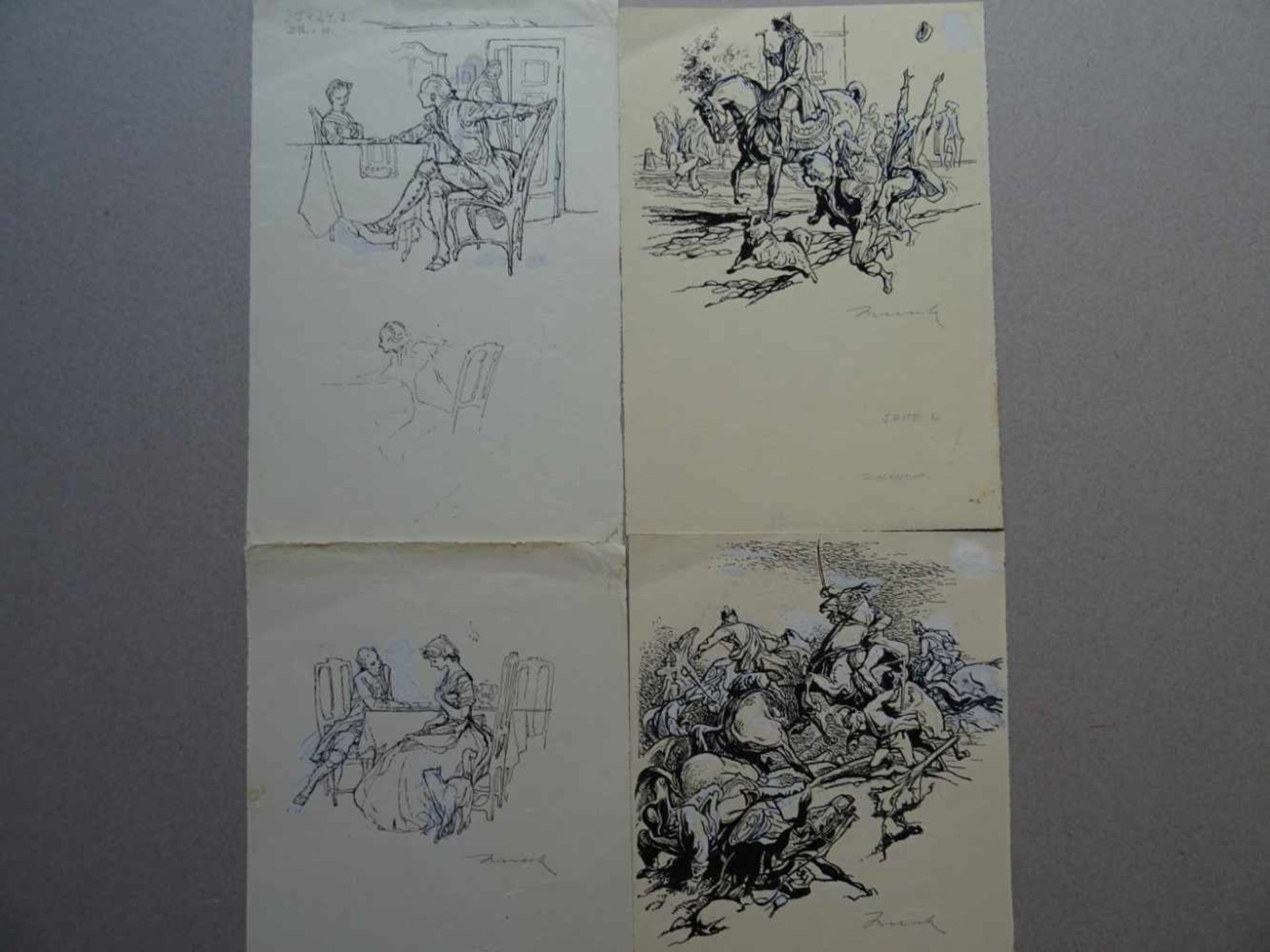 Busch, W.M.(Breslau 1908 - 1987 Hamburg). Figurenskizzen. 5 Tuschfederzeichnungen mit etwas Deckweiß - Bild 2 aus 2