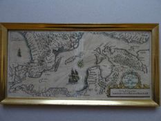 Baltikum.-Mare Balthicum oder Ost See. Teilaltkolor. Kupferstichkarte, um 1680. 34 x 16 cm.