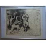 Picasso, Pablo(Malaga 1881 - 1973 Mougins). Tanz der Faune. Lithographie mit Farbplatte in Ocker.