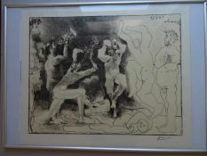 Picasso, Pablo(Malaga 1881 - 1973 Mougins). Tanz der Faune. Lithographie mit Farbplatte in Ocker.