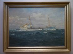Edler, Eduard(Hamburg 1887 - 1969). Schiffsporträt 'Klaus Block'. Öl auf Leinwand von 1929. Unten