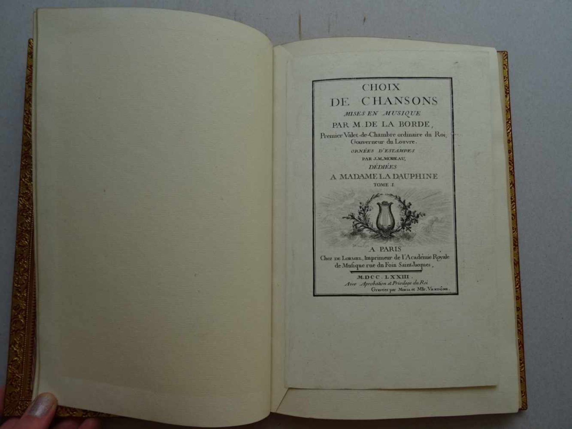 Borde, (J.-B.) de la. Choix de chansons mises en musique. Tle. 1 (von 4) in 1 Bd. Paris, Lormel,