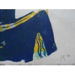 Spero, Nany(Cleveland, Ohio 1926 - 2009 New York). Komposition in Blau und Gelb. Farbgraphik auf