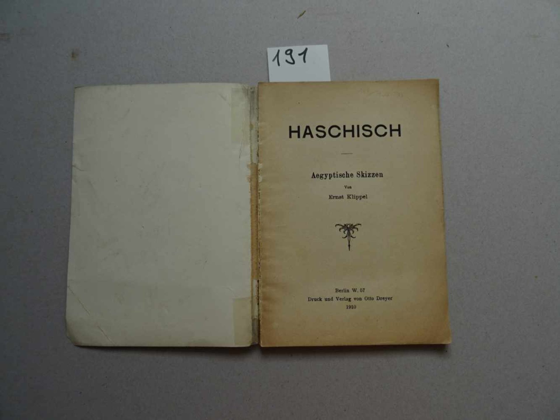 Afrika.- Klippel, E.Haschisch. Aegyptische Skizzen. Berlin, Dreyer, 1910. 104 S. OBrosch. ( - Bild 3 aus 3