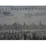 Türkei.-Constantinopolis. Kupferstich von zwei Platten aus Merian, Theatrum Europaeum, um 1650. 20,5