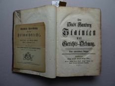 Hamburg.-Der Stadt Hamburg Statuten und Gerichts-Ordnung. Neue unveränderte Auflage. 2 Tle. in 1 Bd.