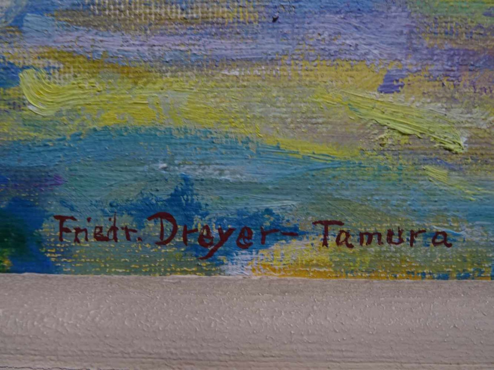 Dreyer-Tamura, Friedrich(1899 - 1975). Vier Fohlen. Öl auf Hartfaser. Um 1950. Unten links signiert. - Bild 3 aus 5