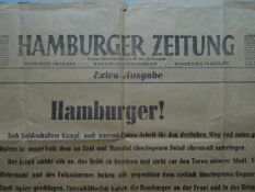 Hamburg.-Hamburger Zeitung. Extra-Ausgabe. Nr. 102, 2. Mai 1945. 1 Blatt. 57 x 40,5 cm.Einblattdruck