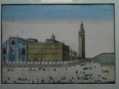 Italien.-Veduta di Piazza Colonna. Guckkastenkupfer von Paroli, um 1780. 32 x 48 cm. Gerahmt.Blick