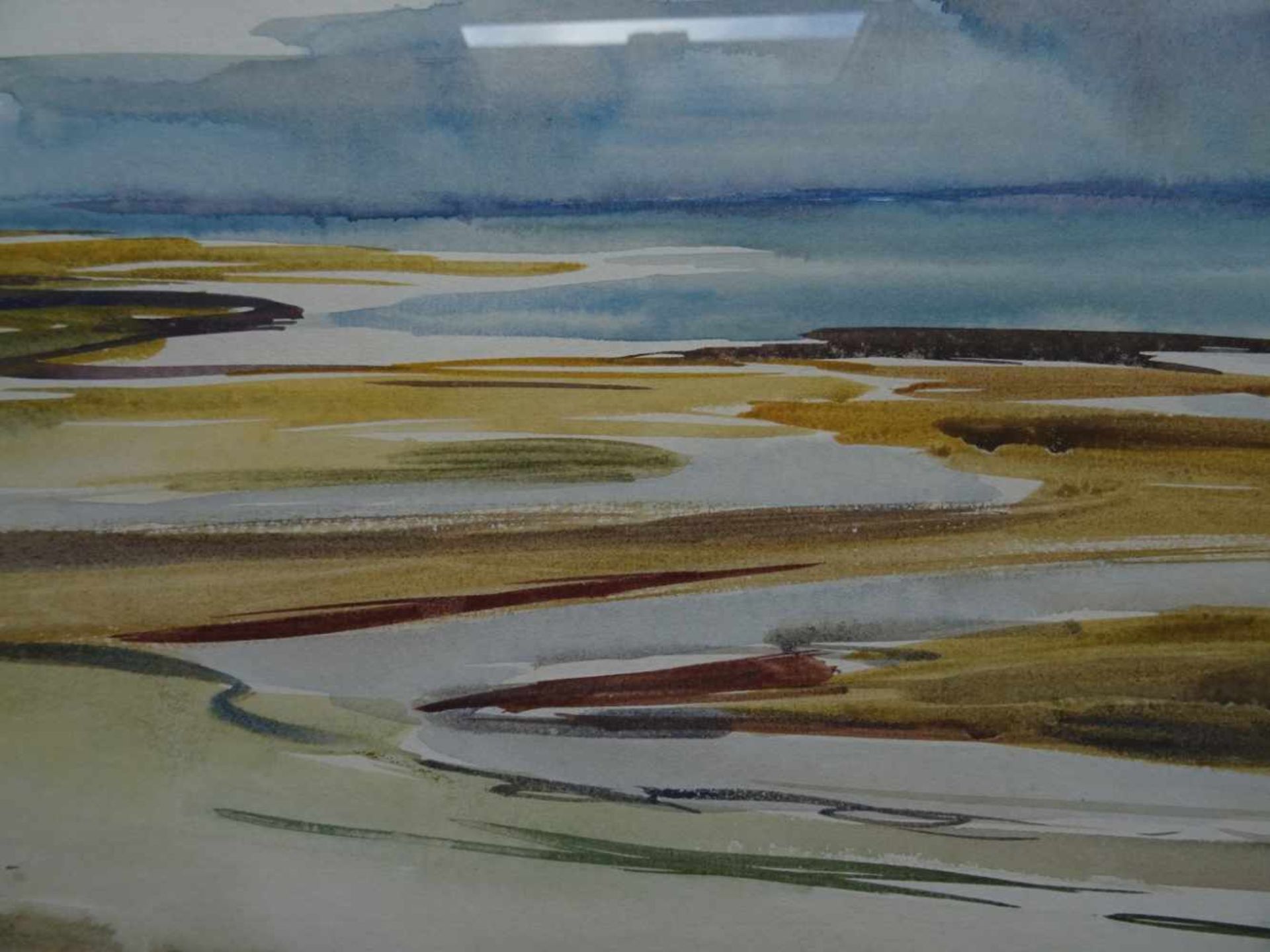 Graba, Willy(Wesselburen 1894 - 1973 Hallig Langeneß). Sylter Watt. Aquarell. 1936. Signiert unten - Bild 4 aus 4