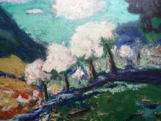 Rammo, Alfons(1897 - 1943). Landschaft. Öl auf Leinwand, auf Hartfaser aufgezogen. 1948. 50 x 75