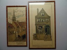 Lassen, Käte(Flensburg 1880 - 1956). 5 Farblithographien mit Ansichten von Flensburg von 1910.