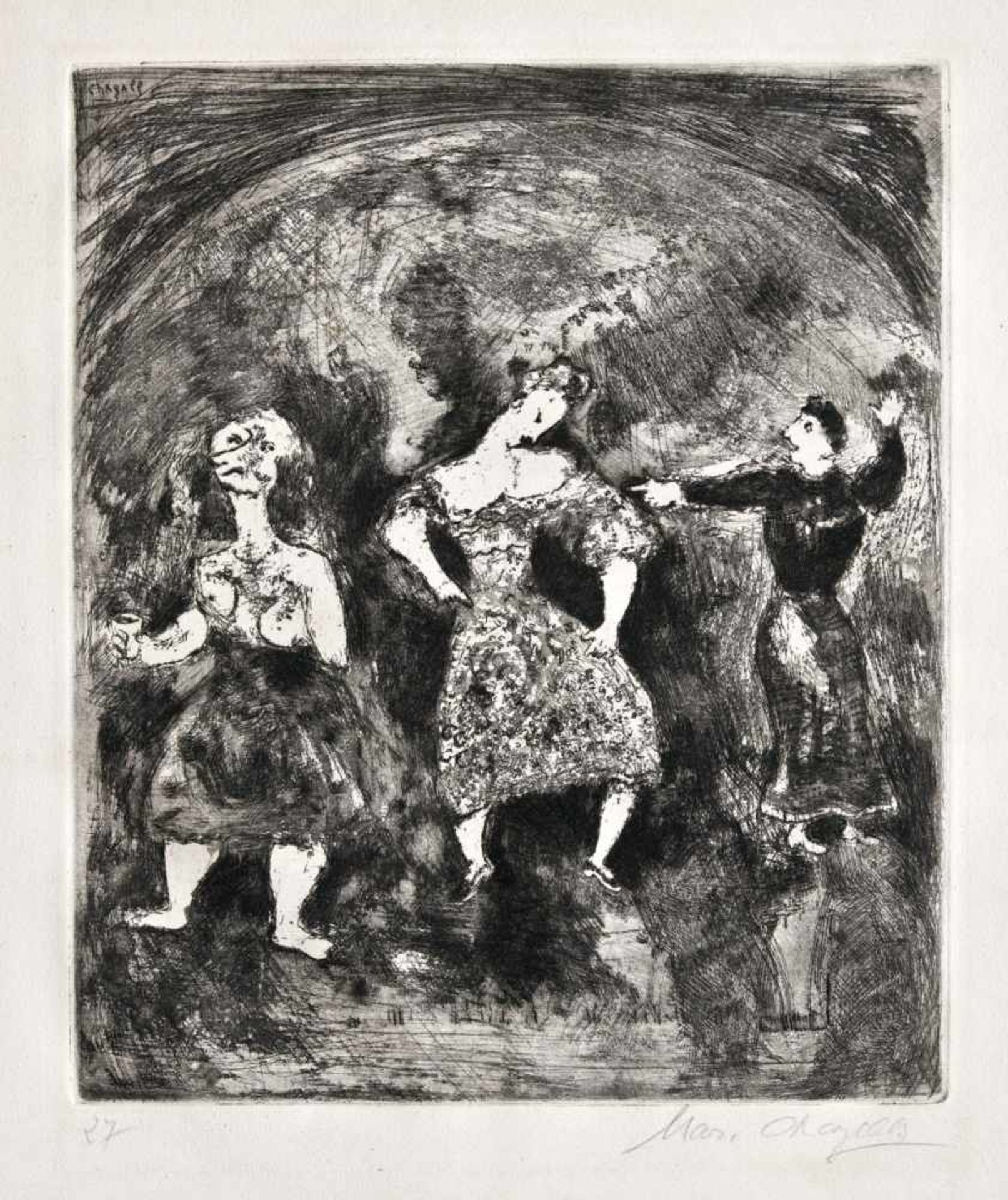 Chagall, Marc(Witebsk 1887 - 1985 Saint Paul de Vence). Testament expliqué par Ésope. Radierung.