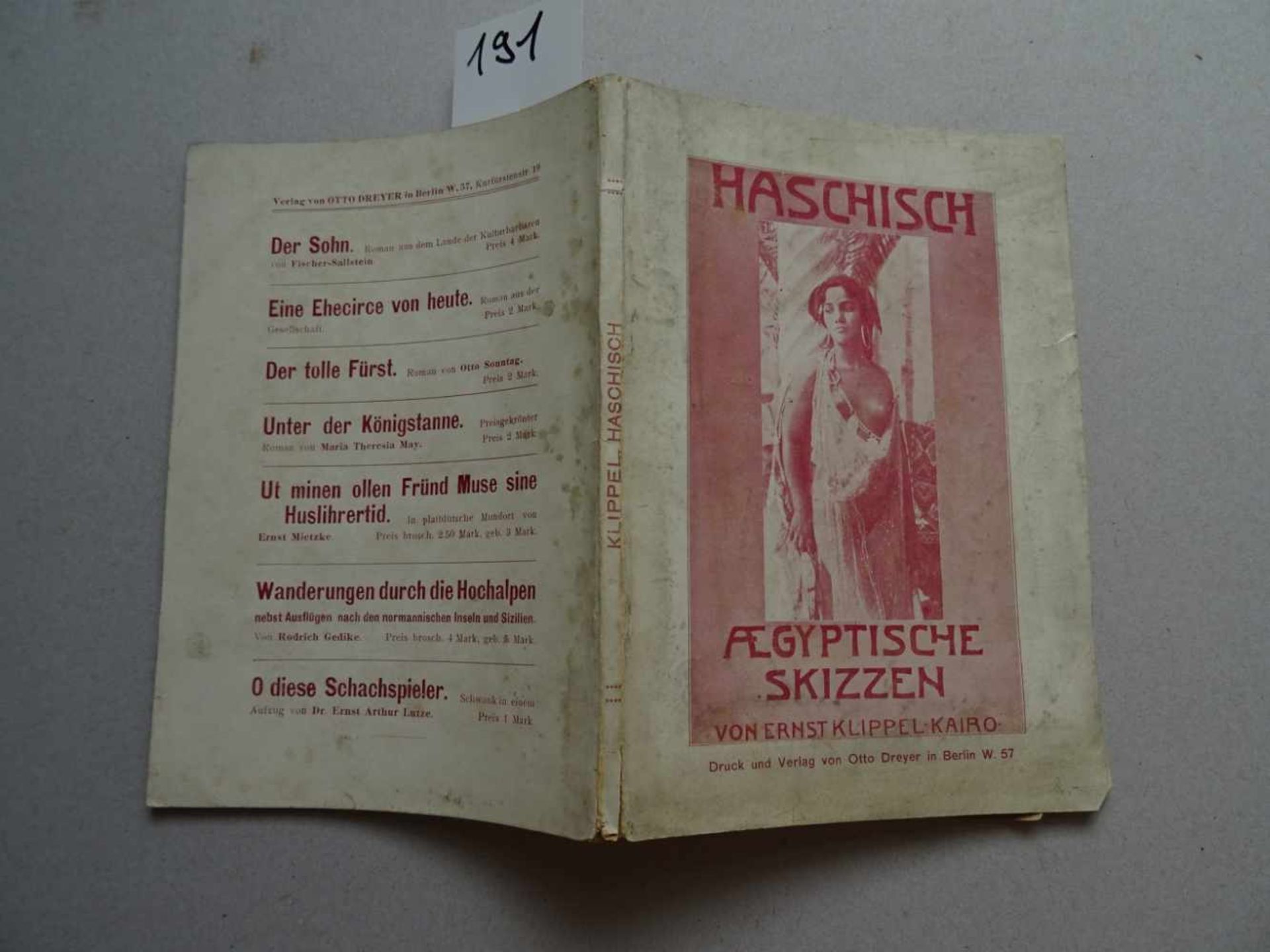 Afrika.- Klippel, E.Haschisch. Aegyptische Skizzen. Berlin, Dreyer, 1910. 104 S. OBrosch. (