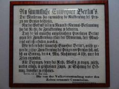 Revolution.-Flugblatt gegen die Rückberufung des Prinzen von Preußen nach Berlin. Ebda., 1848. 33
