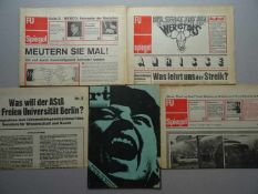 68er Bewegung.-Konvolut von 15 (3 Dubl.) Studenten- und Schülerzeitungen sowie Flugblättern aus