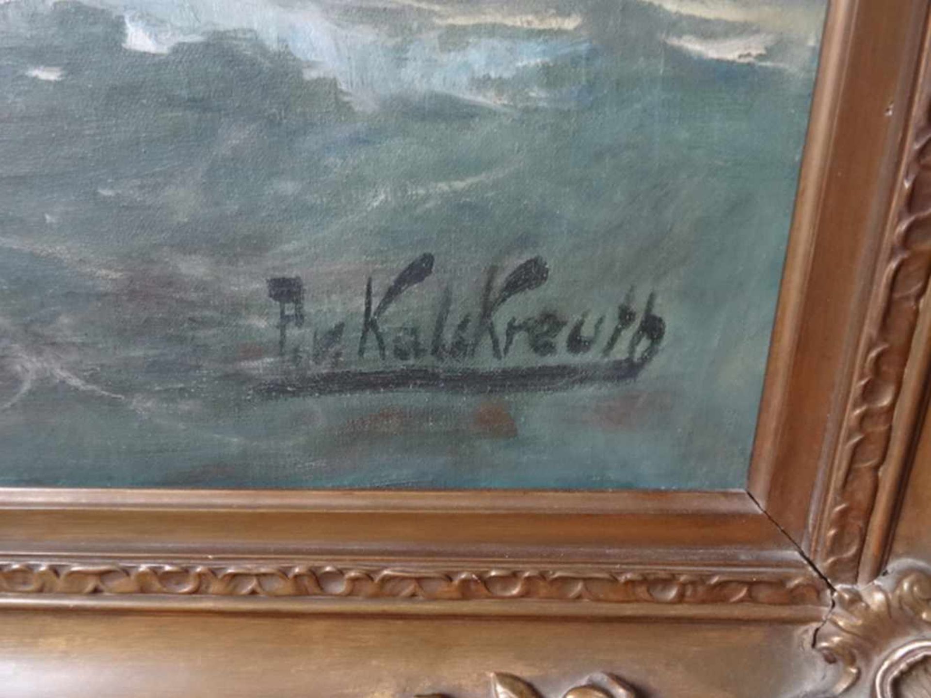 Kalckreuth, Patrick v.(Kiel 1892 - 1970 Starnberg). Hohe See. Öl auf Leinwand. Um 1930. Signiert. 78 - Bild 3 aus 4