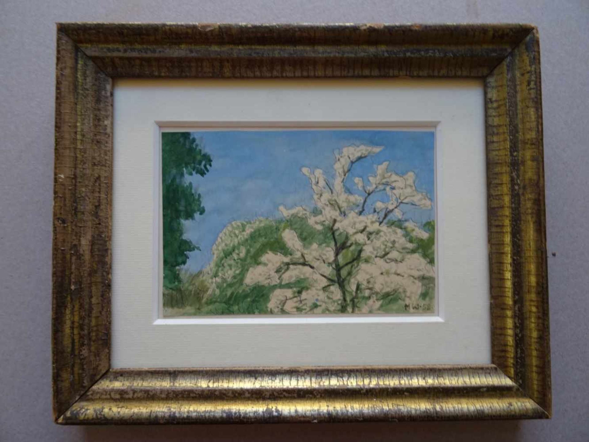 Weidemann, Magnus(Hamburg 1880 - 1966 Keitum). Blühender Obstbaum. Aquarell über Bleistift auf