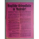 Flugblatt.Englische Kriegsflotte in Aufruhr! (November 1931). Beidseitig bedrucktes Flugblatt. 31,