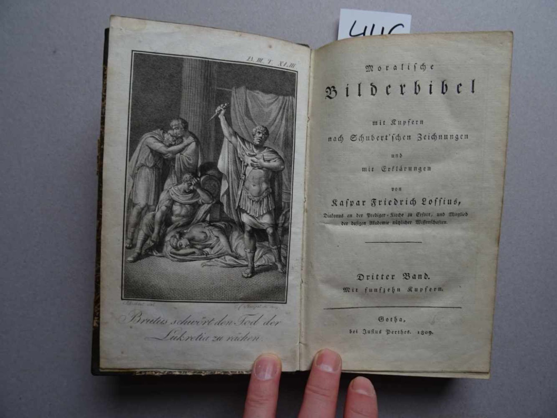 Lossius, K.F.Moralische Bilderbibel mit Kupfern nach Schubertschen Zeichnungen und mit - Image 2 of 4