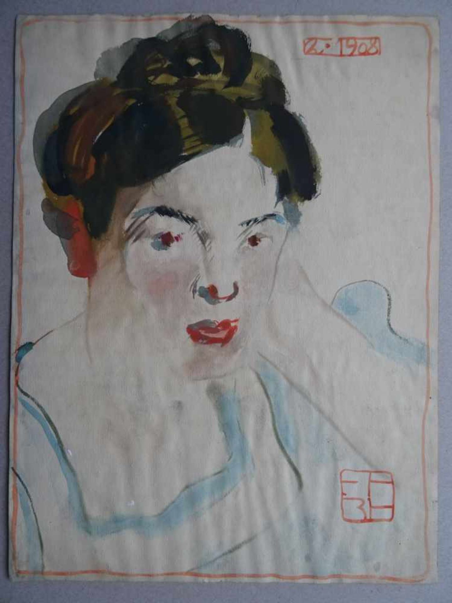 Hasler, Bernhard(Schreckendorf/Glatz 1884 - 1945 Bad Oldesloe). Porträt einer jungen Frau. - Image 2 of 8