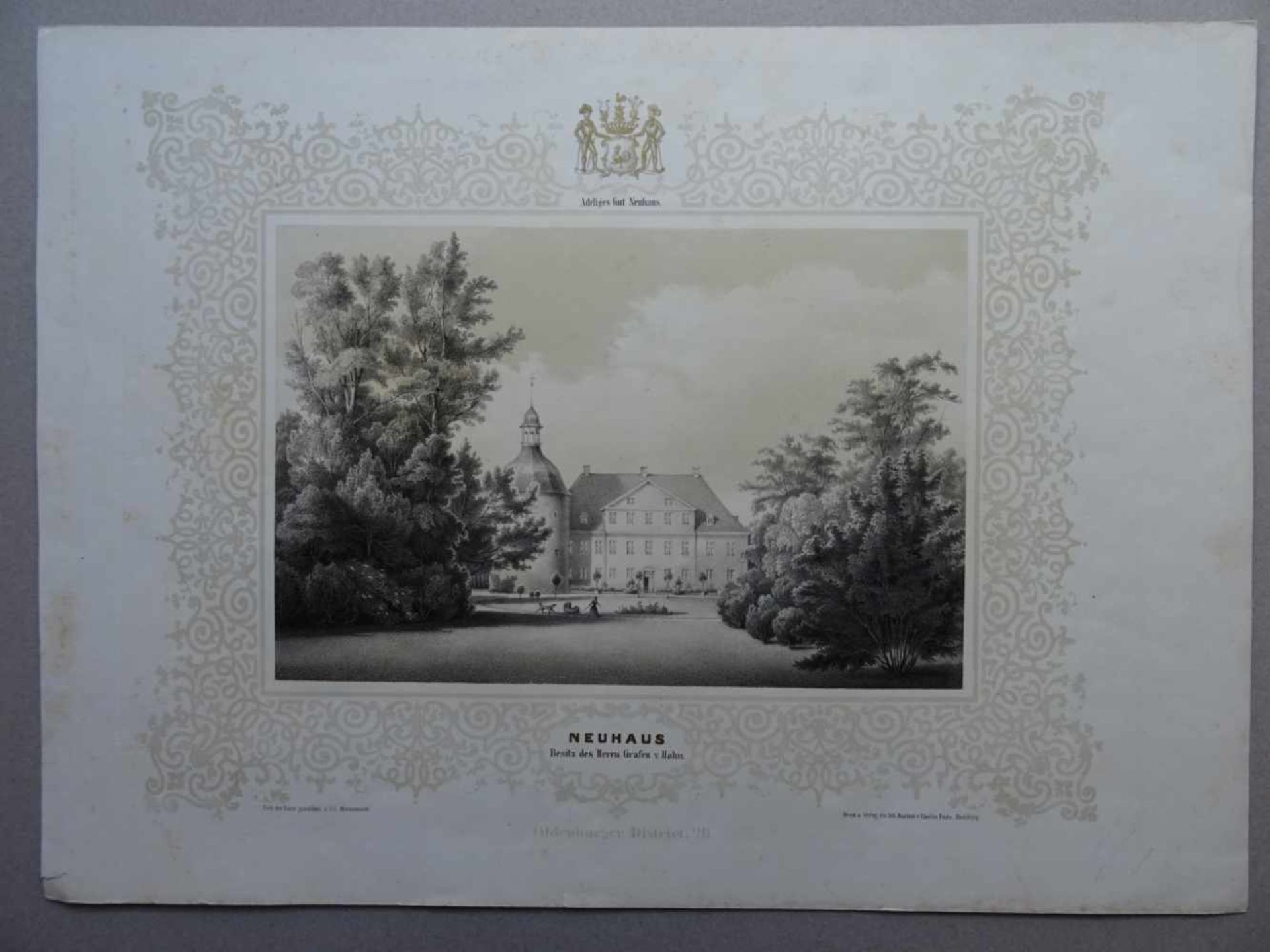 Hornemann.- Neuhaus.Besitz des Herrn Grafen v. Hahn. Oldenburger District. Tonlithographie von A.